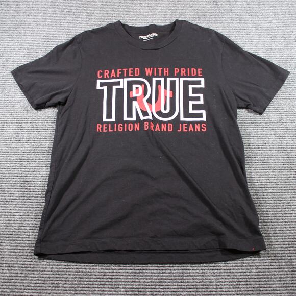 True Religion Men’s Graphic T-Shirt Large Black “Crafted With Pride” Logo - Picture 1 of 4